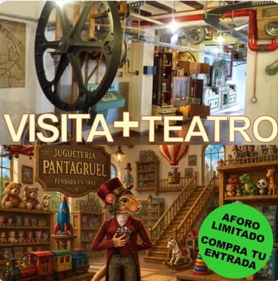 Cartel de Visita al antiguo almacén de dientes y teatro "Una noche con el Ratón Pérez"