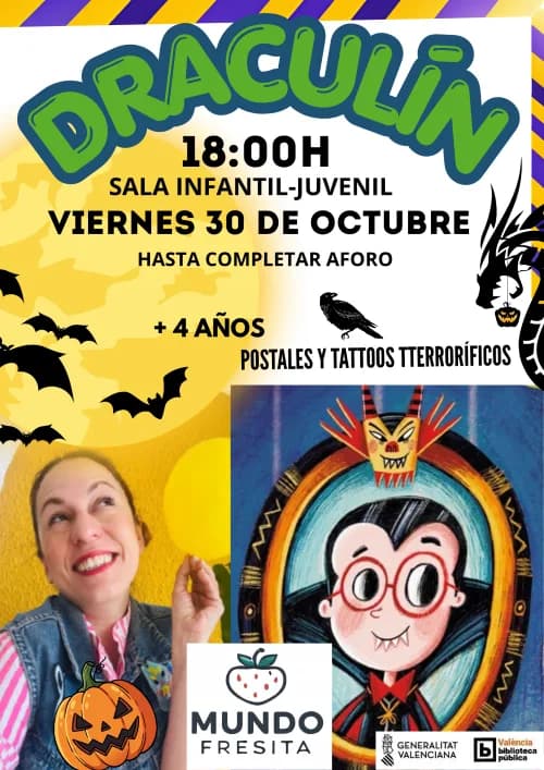 Cartel de Espanta la por con Fresita: "Draculín"