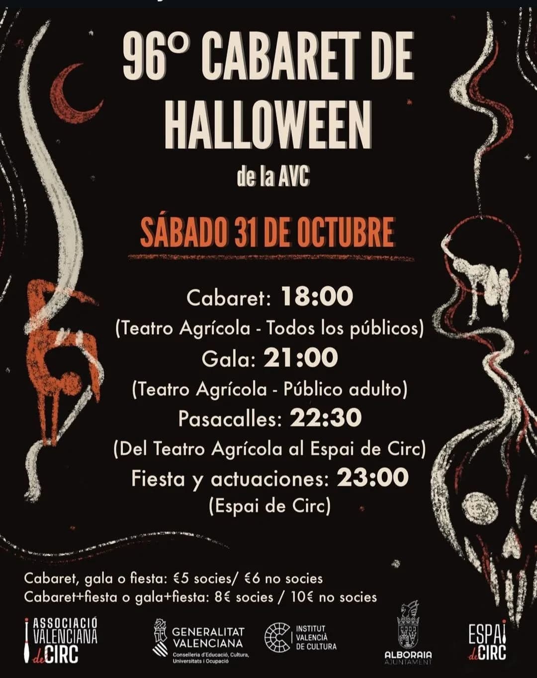 Cartel de 96º Cabarets de Circo y Fiesta de la AVC: Halloween (Sábado 31 DE OCTUBRE)